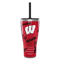 Gobelet Tervis Wisconsin Badgers de 30 oz avec couvercle à paille