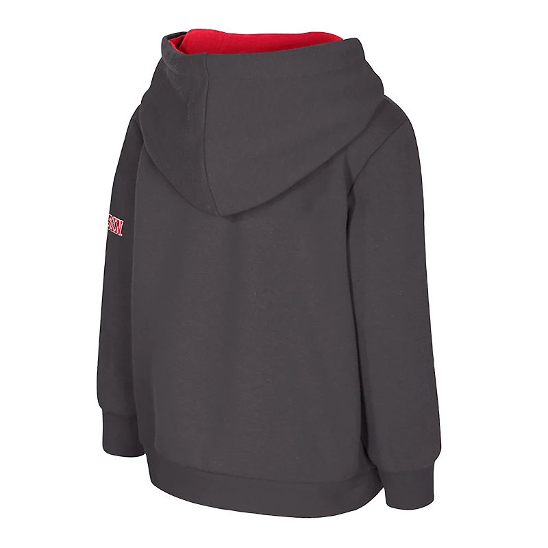 Sweat à capuche en polaire volumineux avec grand logo des Badgers du Wisconsin, anthracite, pour tout-petits