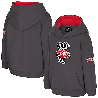 Sweat à capuche en polaire volumineux avec grand logo des Badgers du Wisconsin, anthracite, pour tout-petits