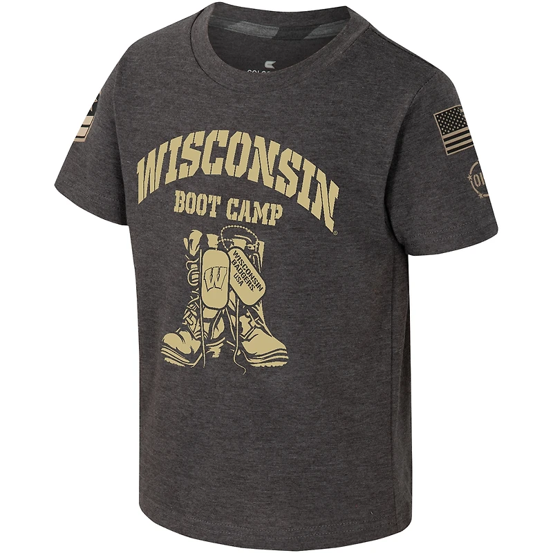 Toddler Colosseum Charcoal Wisconsin Badgers OHT Military Appreciation Boot Camp T-Shirt