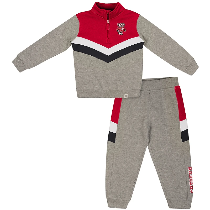 Toddler Colosseum Heather Gray Wisconsin Badgers Clarence Fleece Quarter-Zip Sweatshirt & Sweatpants Set