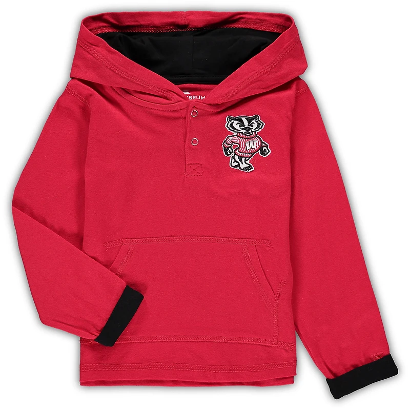 Ensemble sweat à capuche et pantalon de survêtement Colosseum rouge/gris chiné Wisconsin Badgers Poppies pour tout-petit