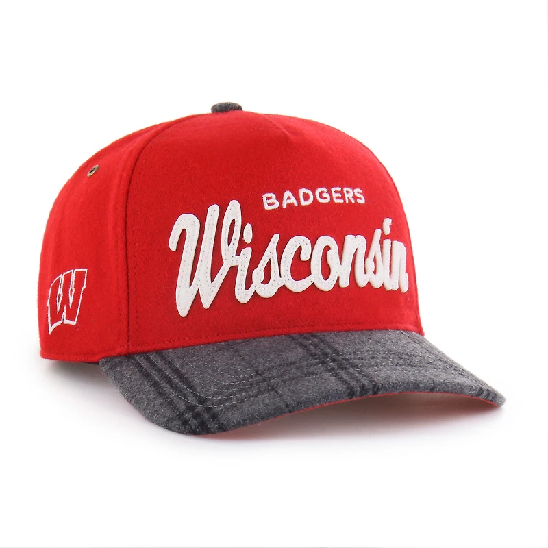 Casquette ajustable unisexe '47 Red Wisconsin Badgers Windowpane Plaid Collection Hitch