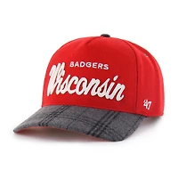 Casquette ajustable unisexe '47 Red Wisconsin Badgers Windowpane Plaid Collection Hitch