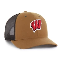 Casquette unisexe Carhartt x '47 marron Wisconsin Badgers Trucker ajustable