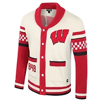Pull jacquard boutonné unisexe Colosseum Cream Wisconsin Badgers Wild Collective
