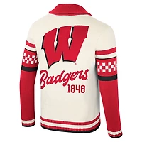 Pull jacquard boutonné unisexe Colosseum Cream Wisconsin Badgers Wild Collective