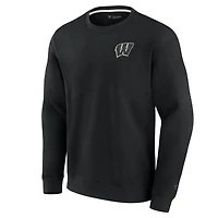 Unisex Fanatics Black Wisconsin Badgers Super Soft Pullover Crew Sweatshirt