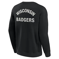 Unisex Fanatics Black Wisconsin Badgers Super Soft Pullover Crew Sweatshirt