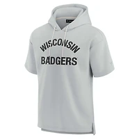 Sweat à capuche unisexe Fanatics Grey Wisconsin Badgers Elements en polaire super douce manches courtes