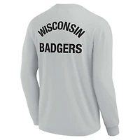 T-shirt unisexe Fanatics gris Wisconsin Badgers Elements super doux à manches longues