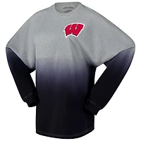 Unisex Spirit Jersey Red/Gray Wisconsin Badgers Ombre Long Sleeve T-Shirt