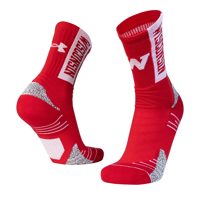 Chaussettes unisexes Under Armour rouges Wisconsin Badgers Throwback Playmaker Tri-Blend Crew