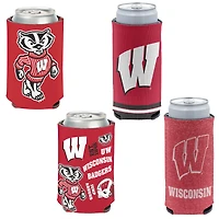 WinCraft Wisconsin Badgers Slim et 12oz. Ensemble de 4 refroidisseurs de canettes