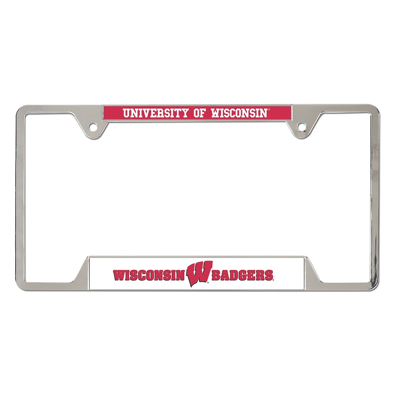 Cadre de plaque d'immatriculation en métal chromé WinCraft Wisconsin Badgers