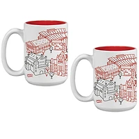 Lot de deux tasses à café Campus Line Art de 15 oz des Wisconsin Badgers