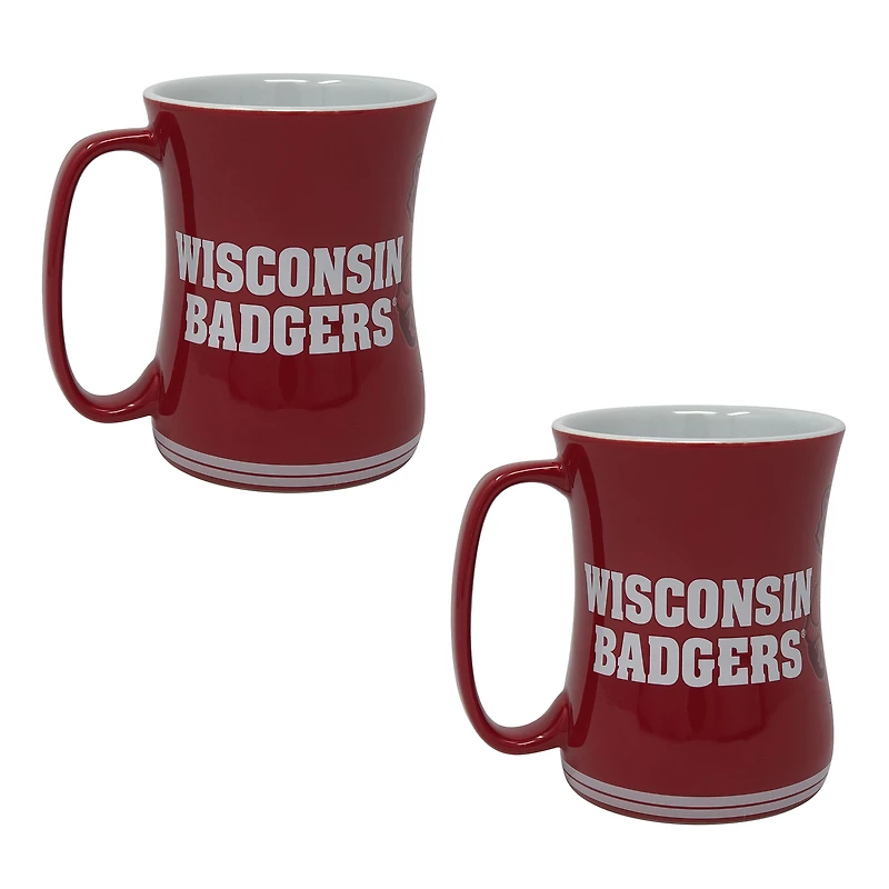 Lot de deux tasses sculptées de barista de 473 ml (16 oz) des Wisconsin Badgers