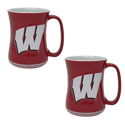 Lot de deux tasses sculptées de barista de 473 ml (16 oz) des Wisconsin Badgers