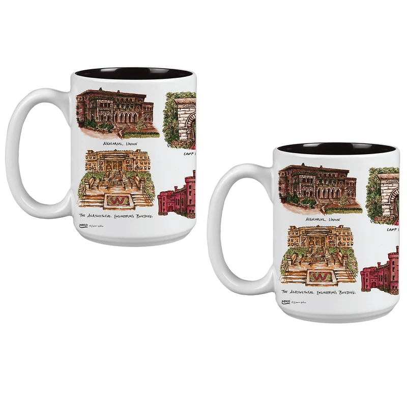 Lot de 2 tasses de 15 oz des Wisconsin Badgers de l'Université Laura Wilcox