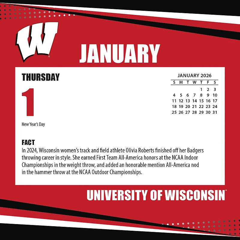 Wisconsin Badgers 2026 Box Calendar