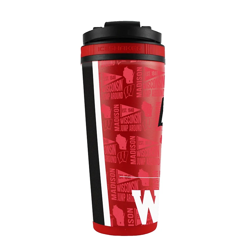 Bouteille shaker en acier inoxydable 4D de 26 oz des Wisconsin Badgers