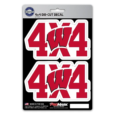 Ensemble de 2 autocollants de l'équipe 4X4 des Wisconsin Badgers