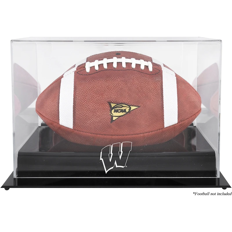 Vitrine de présentation du logo de l'équipe de football des Wisconsin Badgers Black Base avec dos miroir