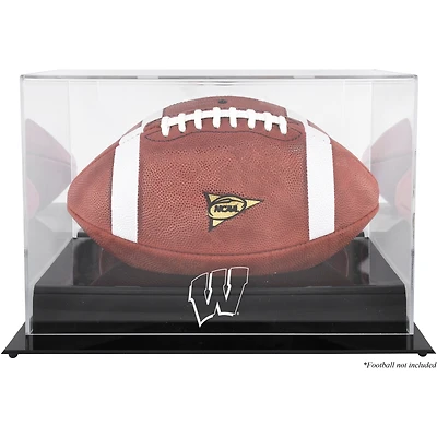Vitrine de présentation du logo de l'équipe de football des Wisconsin Badgers Black Base avec dos miroir