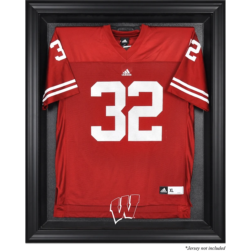 Vitrine de présentation du maillot avec logo encadré noir des Wisconsin Badgers