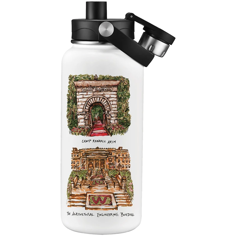 Wisconsin Badgers Laura Wilcox Watercolors 34oz. Water Bottle