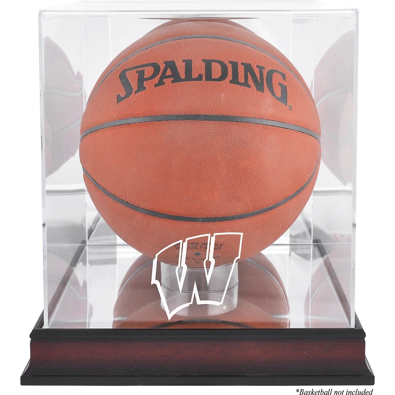 Vitrine de basket-ball en acajou avec finition antique et miroir pour les Wisconsin Badgers