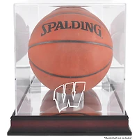Vitrine de basket-ball en acajou avec finition antique et miroir pour les Wisconsin Badgers