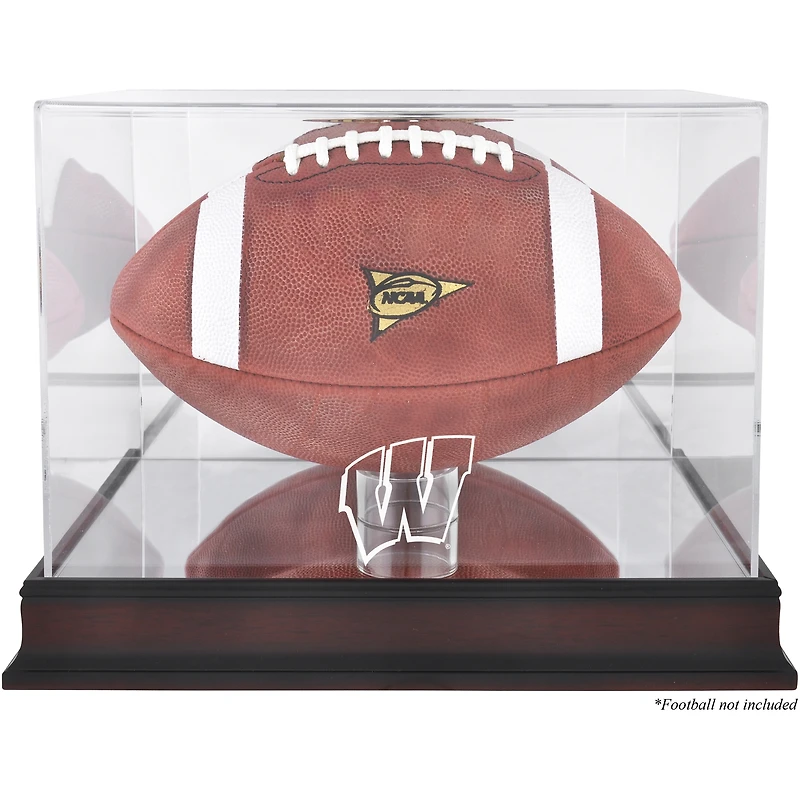 Étui de football avec logo de base en acajou des Wisconsin Badgers et dos en miroir