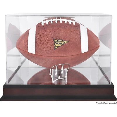 Étui de football avec logo de base en acajou des Wisconsin Badgers et dos en miroir