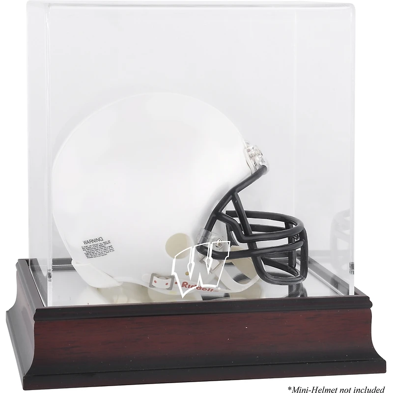 Wisconsin Badgers Mahogany Mini Helmet Display Case with Mirror Back