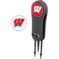 Outil de réparation pour couteau à cran d'arrêt Wisconsin Badgers et deux marqueurs de balle