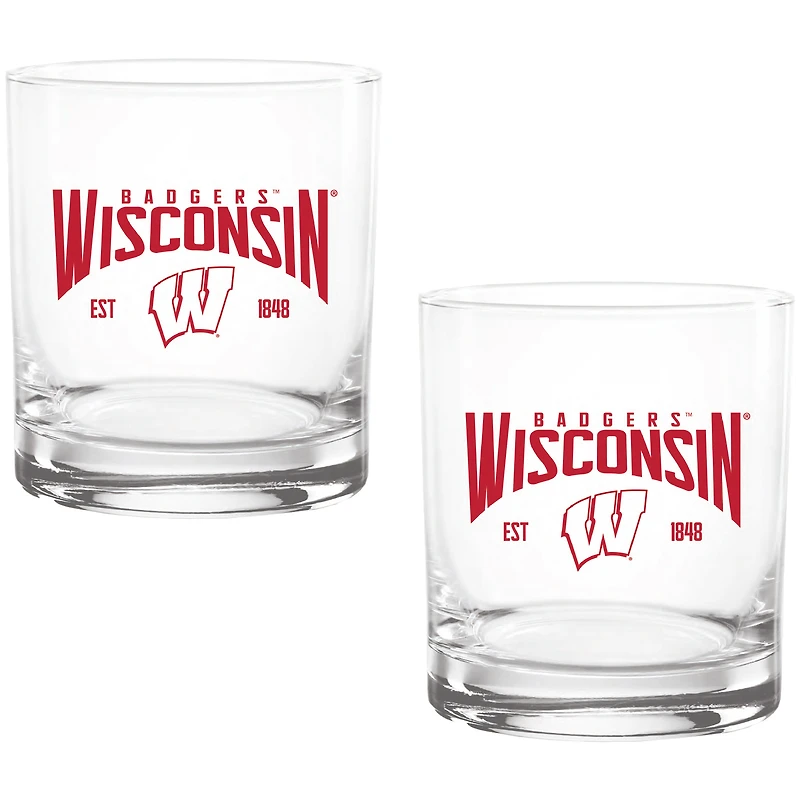 Lot de deux verres à whisky Established Rocks de 41 cl des Wisconsin Badgers