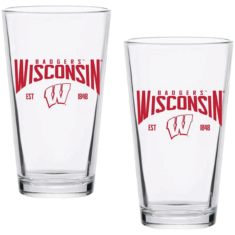 Wisconsin Badgers Two-Pack 16oz. Established Pint Glass Set