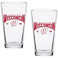 Lot de deux verres à pinte de 47 cl des Wisconsin Badgers