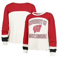 Women's '47  Cream Wisconsin Badgers Double Header Curve Raglan Long Sleeve T-Shirt