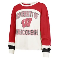 T-shirt à manches longues raglan double tête de couleur crème Wisconsin Badgers '47 pour femme