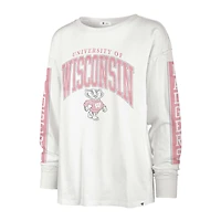 T-shirt à manches longues '47 Cream Wisconsin Badgers Statement SOA 3-Hit pour femmes