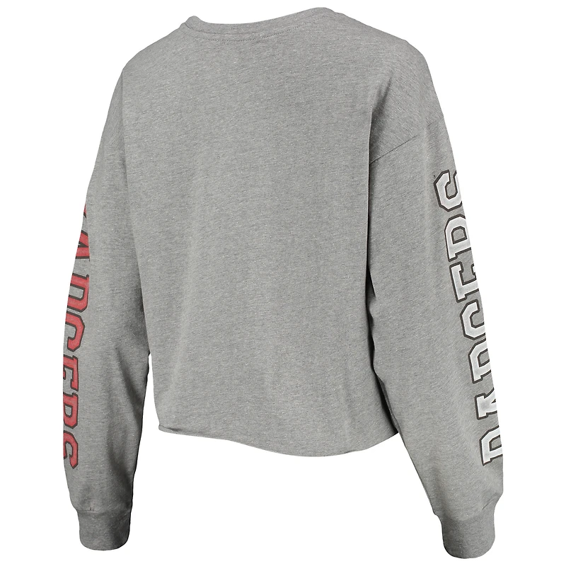 Women's '47 Heathered Gray Wisconsin Badgers Ultra Max Parkway Long Sleeve Cropped T-Shirt