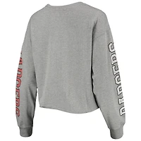 Women's '47 Heathered Gray Wisconsin Badgers Ultra Max Parkway Long Sleeve Cropped T-Shirt