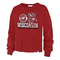 T-shirt à manches longues et taille haute '47 Red Wisconsin Badgers pour femmes Bottom Line Parkway