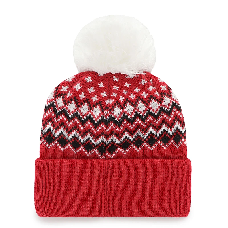 Bonnet Elsa rouge Wisconsin Badgers '47 pour femme, à revers et pompon