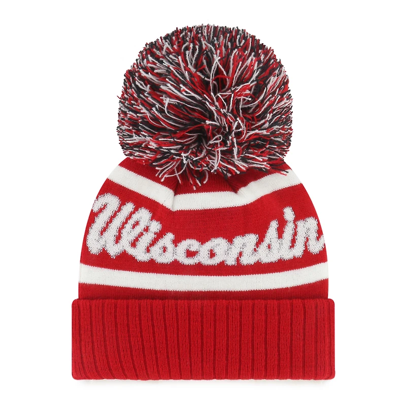 Women's '47  Red Wisconsin Badgers Spirited Cuffed Knit Hat with Pom