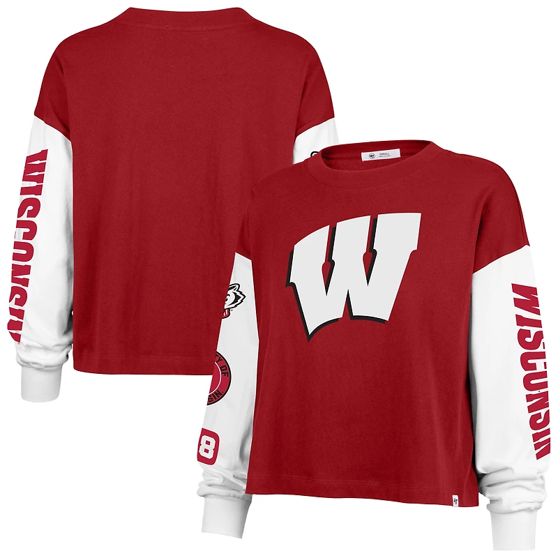 T-shirt à manches longues rouge 47 Wisconsin Badgers Sydney pour femme