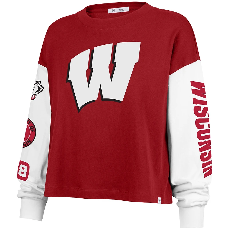 T-shirt à manches longues rouge 47 Wisconsin Badgers Sydney pour femme