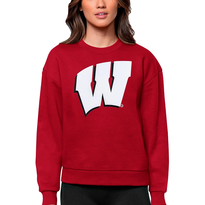 Sweat-shirt à col rond Victory pour femme, rouge Antigua Wisconsin Badgers